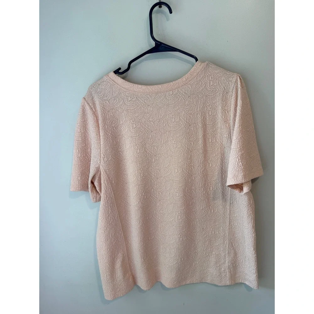Ann Taylor LOFT Womens XL Peach Textured Jacquard Puff Sleeve Blouse Top